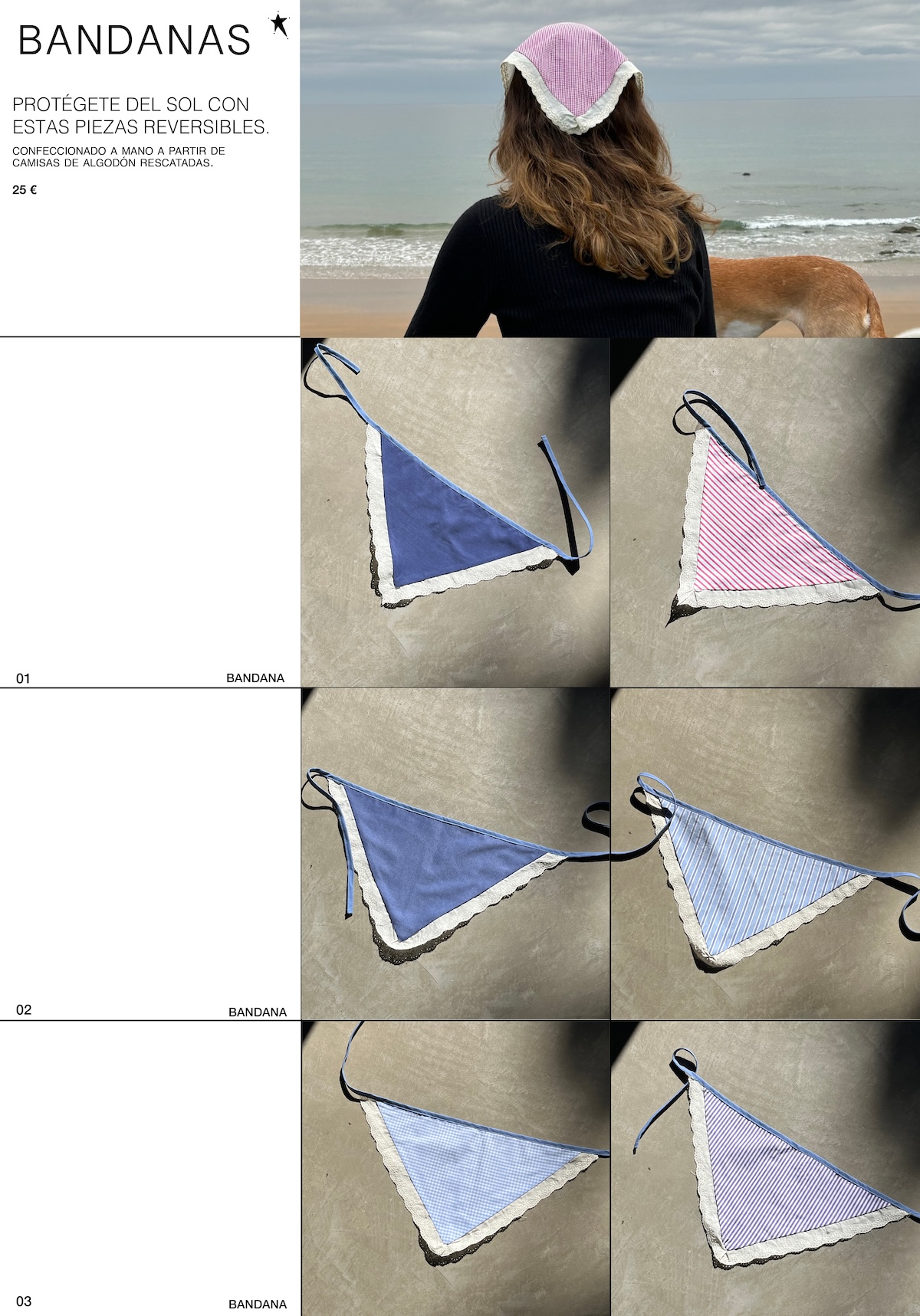 BANDANAS. PROTÉGETE DEL SOL CON ESTAS PIEZAS REVERSIBLES. CONFECCIONADO A MANO A PARTIR DE CAMISAS DE ALGODÓN RESCATADAS..