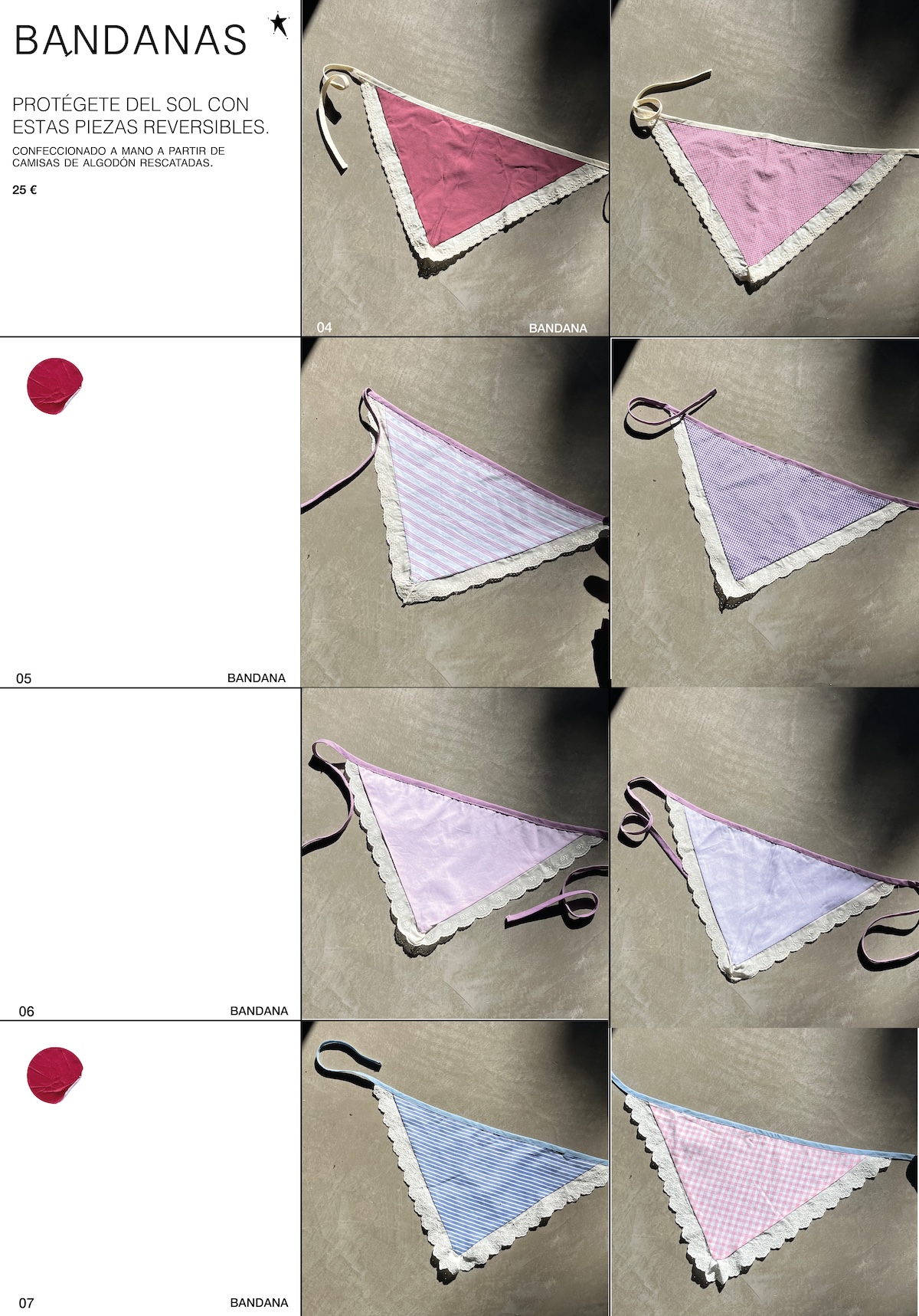 BANDANAS. PROTÉGETE DEL SOL CON ESTAS PIEZAS REVERSIBLES. CONFECCIONADO A MANO A PARTIR DE CAMISAS DE ALGODÓN RESCATADAS..